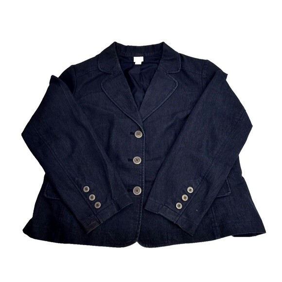 Venezia Womens 16 Black Denim Jacket Button-Up Collared Classic Retro Vintage - Picture 6 of 8